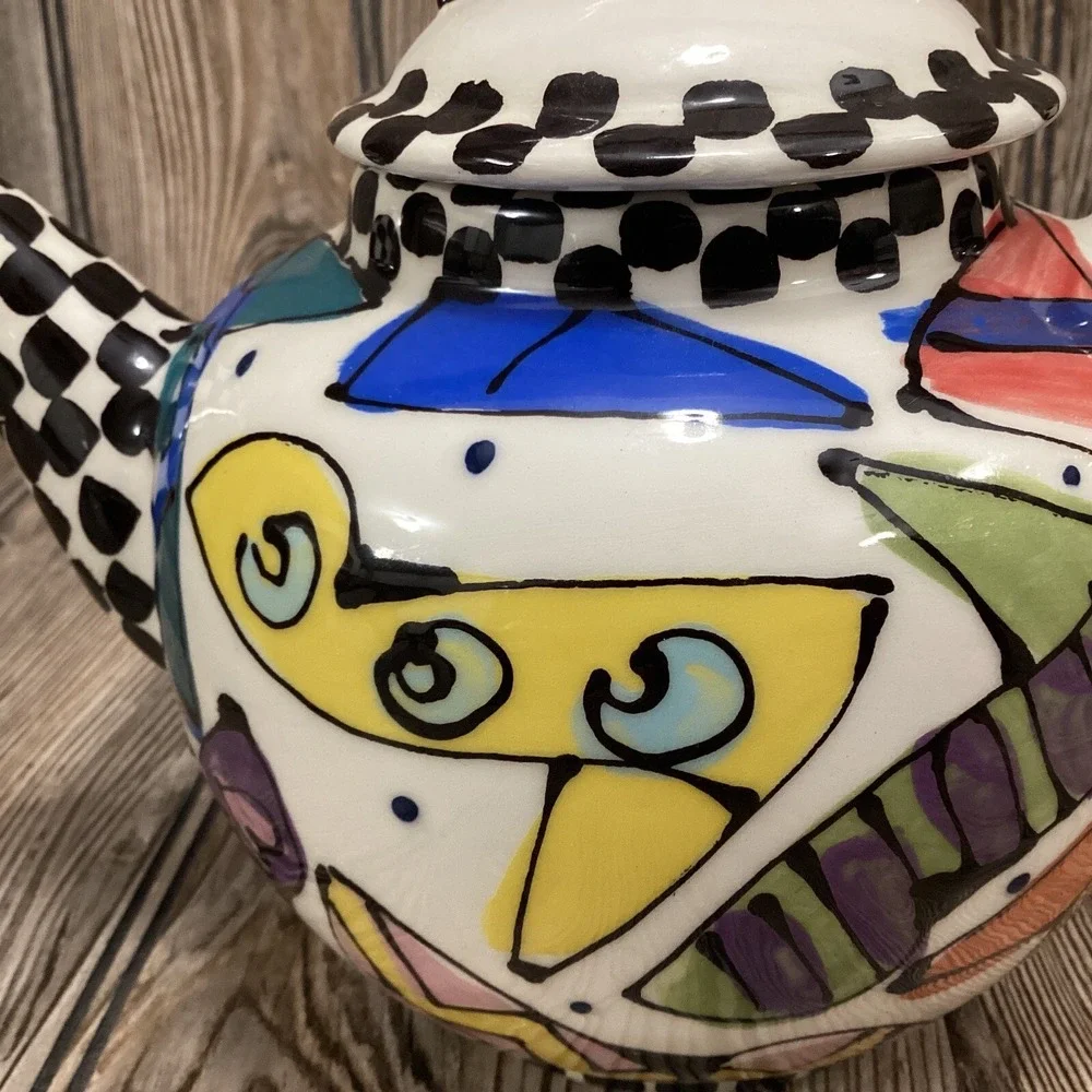 Modern Pop Art Robin Sterling Painted High Heel Ceramic Shoe Teapot For Weitzman